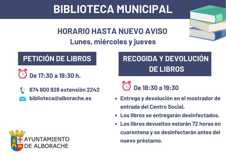 La Biblioteca Municipal prestará libros bajo pedido hasta nuevo aviso